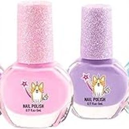 Unicorn Nail Polish for Kids, Girls Easy Remove Nail Polish, Bottle Sparkle Bottle Cap Unicorn Makeup for Kids (Multi 1, Bottle)-image-1