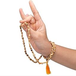 Pujahome Original Certified Tulsi Mala 108 Wooden Tulsi Beads Japa Prayer Beads Stones Mala Rosary for Yoga Meditation (8 MM)-image-52