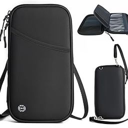 Passport Holder Travel Wallet with Shoulder Strap- Family Passport Holder of 5, RFID Blocking Passport Wallet for Men Women, Travel Essentials for Flying, BLACK, Black, Water Resistant Design-image-32