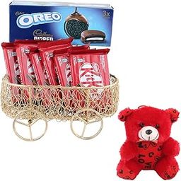 SFU E Com Premium Chocolate Gift Hamper | Valentine Teddy Bear With Chocolate Combo | Valentine Chocolate Hamper | 954-90