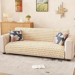 Lukzer 3 Seater Quilted Sofa Cover Mat Reversible Rhythmic Arcs (350 GSM) | Full Coverage with Arms & Back Belt for Stability | Universal Washable Furniture Protector (170-180CM/SC-181-03/A)-image-15