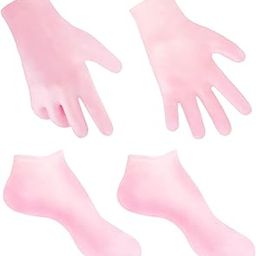 JRUD 2 Pairs Moisturizing Glove Socks Set, Silicone Gel Spa Socks for Dry Cracked Skin,Silicone Gel Heel Socks Anti Slip,for Foot Hand Softening, Calluses, Foot Care After Pedicure(Pink)-image-62