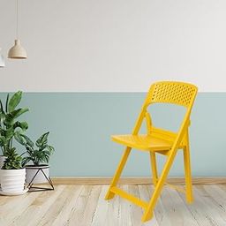 Italica Phoenix Folding Chair/Space Saving Chairs/Folding Chair For Balcony, Garden, Patio/Indoor & Outdoor/Sturdy & Durable Chair For Comfortable Seating (Royal Yellow, Set Of 1 Chairs, Bn) - Plastic-image-74