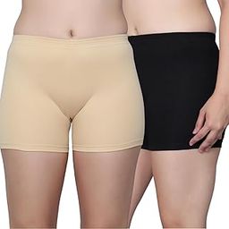 Aimly Women Cotton Blend Stretchable Cycling Gym Yoga Above Knee Shorts Pack of 2-image-1