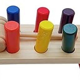 Trinkets & More Pounding Bench 6 Pegs & Toy Hammer for Toddlers Kids 1 Years + Colourful Pound & Play Early Developmental Interactive Hammering (Pounding Bench)-picture-31