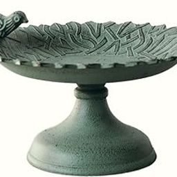 T H & G C Vintage Cast Aluminium Bird Bath for Garden | Decorative Bird Feeder & Water Bowl | Weather-Resistant Outdoor Birdbath with Pedestal Stand | Powder-Coated | Home & Patio Decor (Green)-image-89