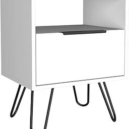 Tuhome Augusta Nightstand, Single Door Cabinet, Hairpin Legs -White-picture-29