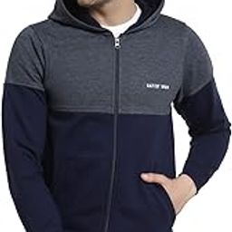 Men Full Sleeves Zipper Fleece Striped Hoodie-image-92