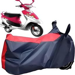 Two Wheeler Cover Compatible with TVS Pep Plus| for All Bikes Cover, Scooty Cover, Scooter Cover, Motarcycle Cover |100% Waterproof | Mirror Pocket | Red & Blue-image-48