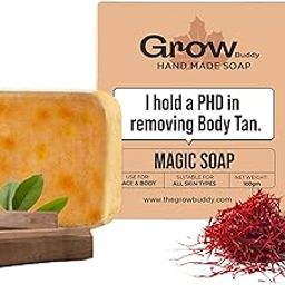 GrowBuddy Sandalwood & Saffron Magic Soaps For Bath (100 Gms Pack Of 1) | Paraben Free | Chandan & Kesar Bath Soap | Handmade Soaps For Glowing | Skin Brightening Soap For Men & Women-image-30