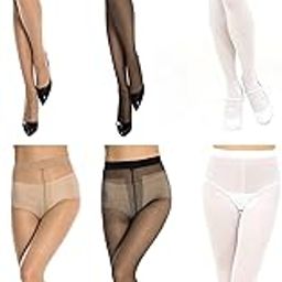 Women & Girls Nylon 6 Pair Black, White & Skin Panty Hose Long Comfort Stockings-image-95