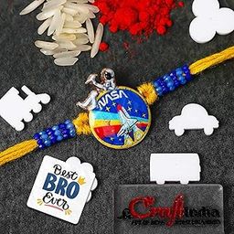 eCraftIndia NASA Space Theme Rakhi for Kids Brother | Raksha Bandhan Rakhi for Bhai Bhaiya | Best Bro Ever Fridge Magnet | Roli Chawal Pack-picture-20