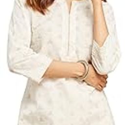 Women Cotton Off White Block Print Round Neck Slim Fit Short Kurta-image-9