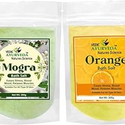 Vedic Ayurveda Mogra & Orange Bath Salt Combo | 2 x 200g | Floral Aromatherapy Spa Salt for Stress Relief & Skin Glow | Herbal Bath Soak for Men & Women-image-11