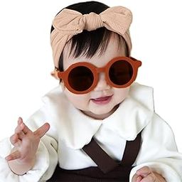 SYGA Baby Bow Jacquard Stretchable Headband With Uv Protection Round Sunglasses Stylish Combo For Toddlers And Kids (Meat Powder, Orange Frame, Free Size)-image-97
