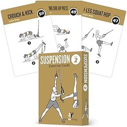 Suspension Exercise Cards Vol 2, Set of 62 : Compatible w TRX, Woss, & Ritfit Trainer Straps : 50 Exercises for a Total Body Workout :: Extra Large, Waterproof & Durable, With Diagrams & Instructions-18