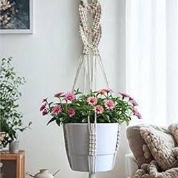 SHAPARA Macrame Plant Hanger – Handmade Cotton Rope Pot Holder for Indoor & Outdoor Use | Boho Hanging Planter for Home, Balcony, Living Room & Garden Decor (Pack of 1, Natural/Ivory)-image-23