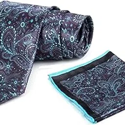 axlon Tie for Men – Micro Silk Neck Ties Set with Cufflinks Flower Pin, Pocket Square & Black Gift Box, Combo Necktie Sets for Office Wear, Formal Suits & Weddings (0, FDAXPN2)-picture-0