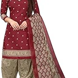 rajnandini Women's Maroon and Beige Cotton Printed Unstitched Salwar Suit Material-picture-23