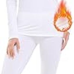 Thermal Underwear for Women Long Johns Top & Bottom Fleece Lined Base Layer Leggings Set, White, XX-Large-image-35