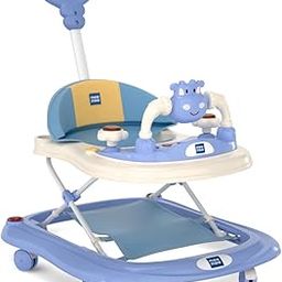 Mee Mee 360° Baby Activity Walker | 3 Level Adjustable Height, Foot Mat, Musical Detachable Toy Bar | Parental Push Handle, Anti-Rollover Folding Walker for Boys, Girls, Kids | 6-18 Months 15kg (Blue)-14