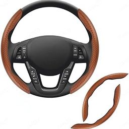 CARIZO Carbon Fiber Brown Pattern Steering Wheel Cover, Men's and Women's Safe and Non-Slip Car Accessory Compatible with Hyundai Alcazar (2021-2023)-image-77