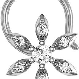 18k (750) White Gold and Diamond Nose Ring-image-101