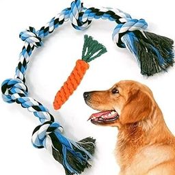 BUSZBO Rope Chew Toy for Dogs Large with 5 Chew Knots with Extra Durable 2 in 1 Pack (Buy One Get One Carrot Dog Teething Toy Free) Cotton Chew Toy, Tug Toy, Training Aid for Dog-image-15