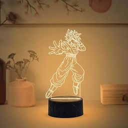 Gift Me Bazar 3D Illusion Anime Led Table Lamp Birthday Gift for Kids & Anime Lover | Warm White Light & On/Off Touch Button | Anime Home Decor Light (Goku156)-image-86