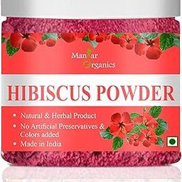 Manhar Organics Hibiscus Flower Powder Jar 100gm | for Face Pack and Hair Mask | Pure Hibiscus Rosa-Sinensis | Gudhal Ka Phool Powder For Dull Hair & Dry Scalp-image-87