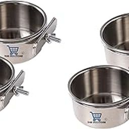 Bird Feeding Dish Cups, Parrot Food Bowl Holder-Stainless Steel Coop Cup, Bird Cage Water Bowl for Parakeet African Greys Conure Cockatiels Lovebird (200 ML Clamp Pack of 4)-image-10