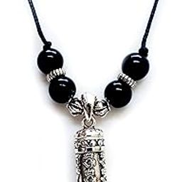 Tibetan Buddhism Auspicious om mani Padme hum Symbols Black Onyx Pendant with Secret Wish Compartment-image-40