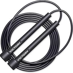VICTORY Professional Adjustable Skipping Rope Jumping Rope With Comfortable Handles Freestyle Skipping Rope (Black)-image-61