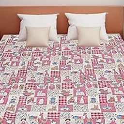 Kuber Industries Cartoon Design PVC Waterproof Double Mattress Protector 6 Ft x 6.5 Ft (Pink)-CTKTC32200-92