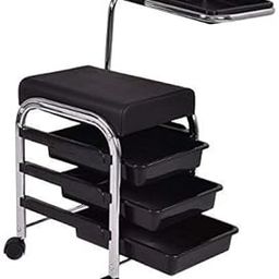 Sweetpea Trolley for Pedicure Manicure Nail Cart Stool Chair Salon SPA with Shelves (Black)-46