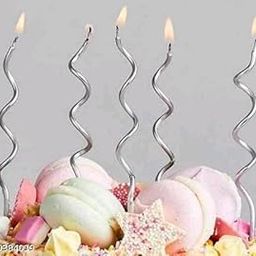 Wanna Party 12 Count Twisty Birthday Candles with Holders Metallic Cake Candles for Birthday, Wedding Party and Cake Decoration (Silver)-image-76