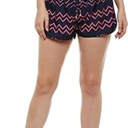 Black Zig Zag Print Poly Crepe Short-73