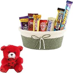 SFU E Com Chocolate Delight Hamper | Valentine Teddy Bear With Chocolate Combo | Valentine Chocolate Hamper | 330-40