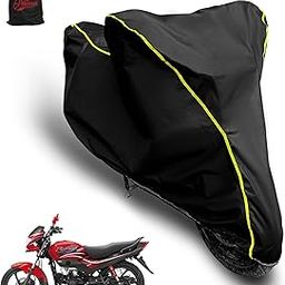 AUTOBIRSA Waterproof Two Wheeler Cover for Hero Passion Pro I3S Bike| UV Proof, Heat Resistant & All Weather Protection | Black & Yellow Piping Color | Durable & Triple Stitched - Custom Fit Cover-image-82