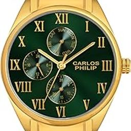 Carlos Philip Men's Analog Watch | Dial with Roman Numerals | Stainless Steel Strap | Day, Date & 24-Hour Subdials | Classic Chronograph-Inspired Luxury Watch-image-74