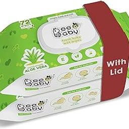 BeeBaby Fresh Baby Wet Wipes with Plastic Lid, Contains Aloe Vera, Vitamin E & Anti - Bacterial Ingredients. Ideal for Cleaning & Moisturising Newborn. - 2 Pack of 72 Wipes-image-26