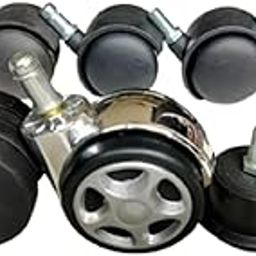 Shopet Office Chair Caster Wheels All size Heavy-Duty Replacement 250 kg Capacity for Smooth Rolling, Universal Fit for Chairs Desks Small And Big wheel Bush 5 (Black wheel Aata open)-image-85