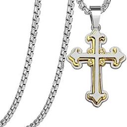 Religious Lord Jesus Christ Cross with Crystal Stone Stainless Steel Inspirational Christian Jewelry Meaningful Religious Gift for Boys-picture-27