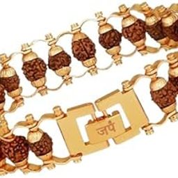 Modern Gold Plated Rudraksha Prayer Bracelet-picture-0