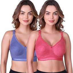 skdreams Multi Cotton Seamless Non Padded Full Coverage Non-Wired Sonali Women Pack of 2 T-Shirt Bra Combo-picture-35
