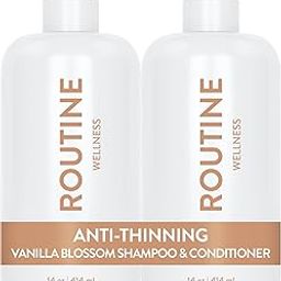 Routine Wellness Anti-Thinning Shampoo and Conditioner Set for Thinning Hair - Biotin DHT Blocker Women & Men - Color Safe Shampoo for Hair Loss & Healthier Hair - Vanilla Blossom (Pack of 2)-image-94