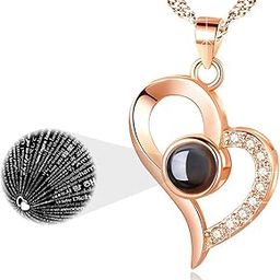 Jewellery 18k Rose Gold Plated I Love You in 100 Languages Heart Necklace Jewellery for Women and Girls-image-42