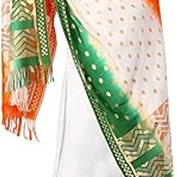 Tiranga- Indian Flag Dupatta | Multicolour- Unisex | Length:- 2.25 Meter & Width:- 36 Inch| Pure Cotton Silk-43