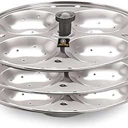 Eleven Rings 3 Plates Stainless Steel Heavy Quality Idli Stand/Idli Maker Makes 12 Large Size Idlis at Once.-image-2