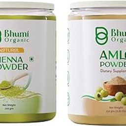 Bhumi Organic Amla and Henna Powder Set, 250g and 200g, Natural Hair and Skin Care-image-96